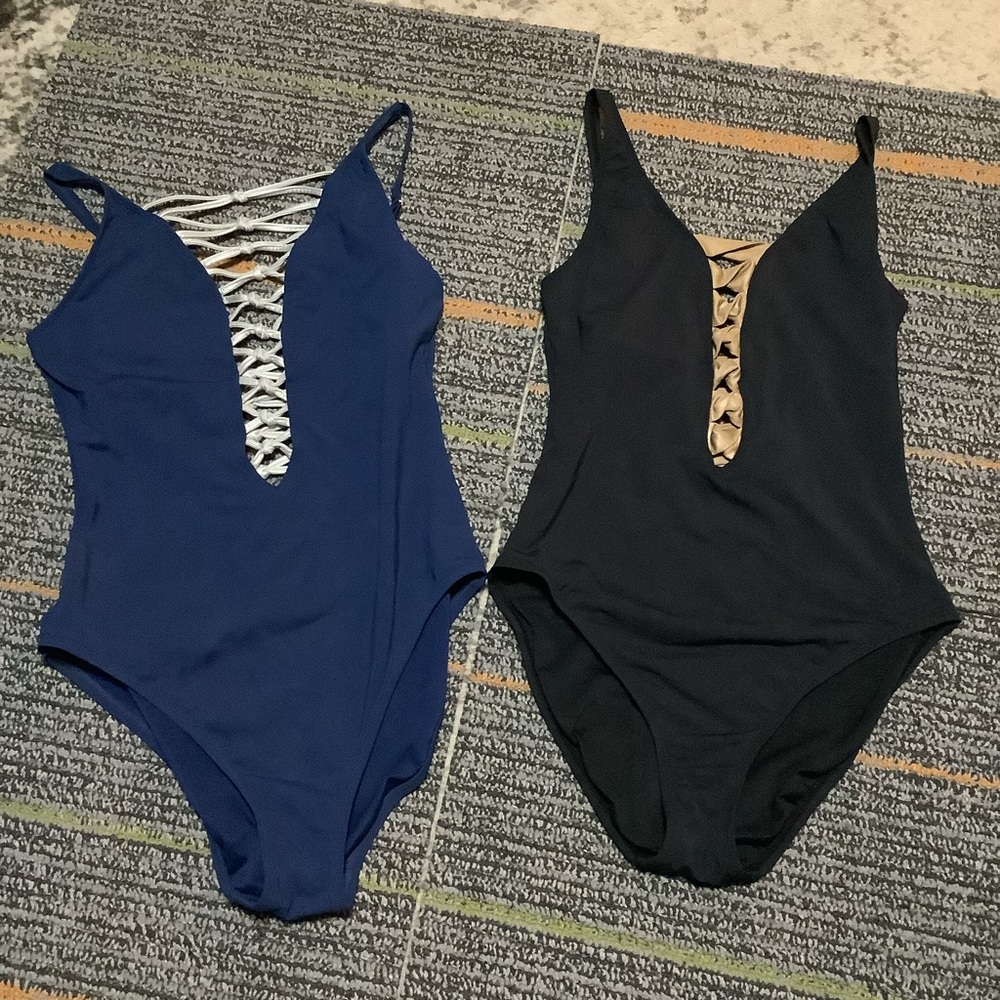 Bleu Rod Beattie One Piece Swimsuit Lot of 2  - Blue and Black